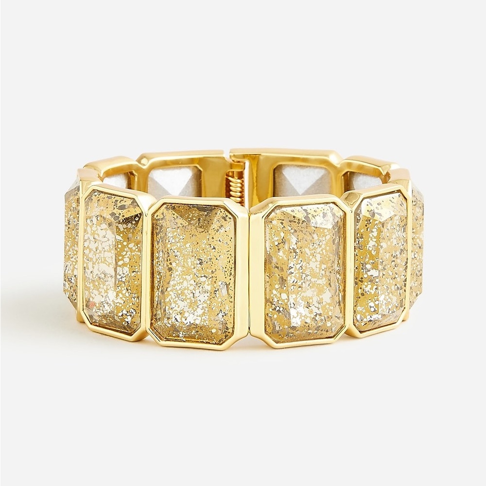 J CREW LARGE BURNISHED GOLD RECTANGLE STONES BRACELET NWT